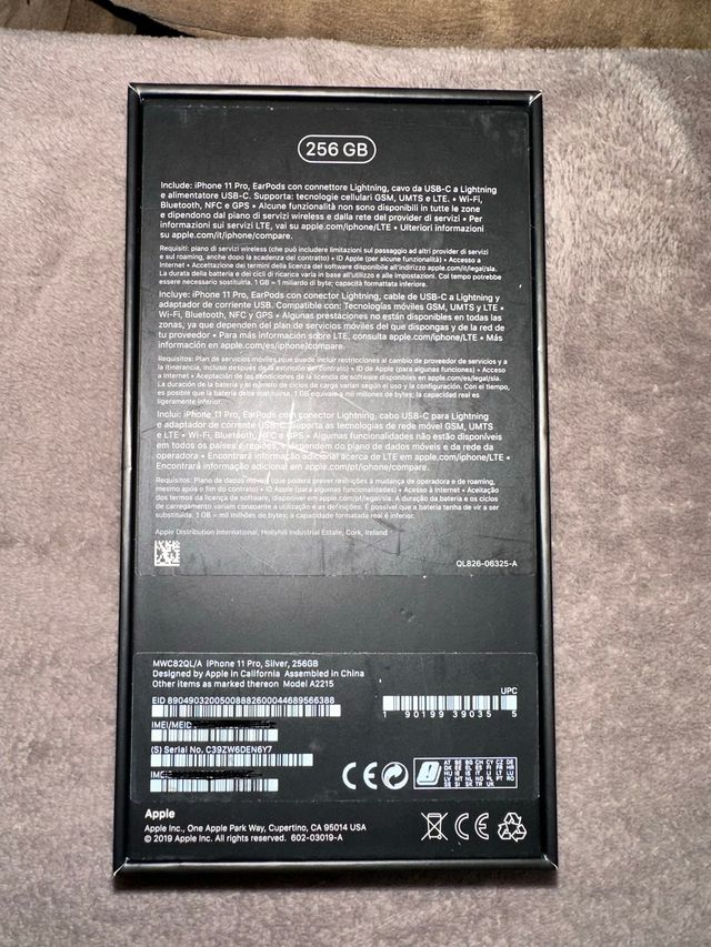 Caixa iPhone 11 Pro Prata 256GB