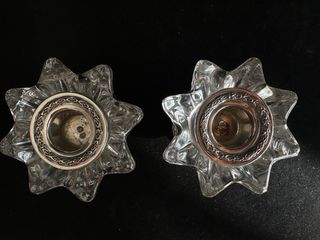 2 Portavelas Vintage con detalles en Plata