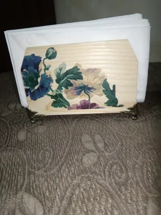 Portatovaglioli Legno Artigianale Floreale