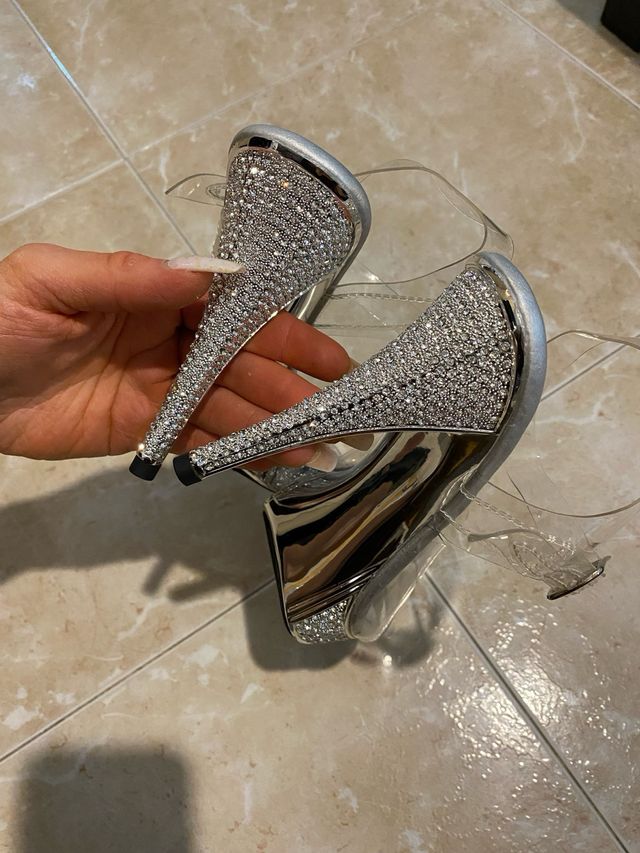 Zapatos de competición fitness plateados  39