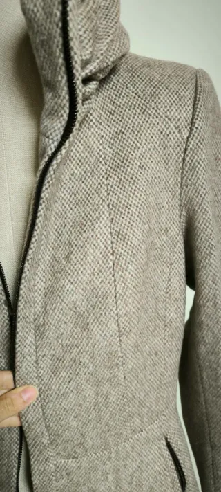 Abrigo Zara Lana Gris Jaspeado Talla M