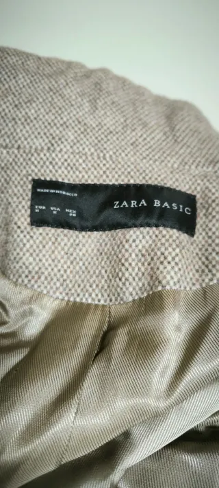 Abrigo Zara Lana Gris Jaspeado Talla M