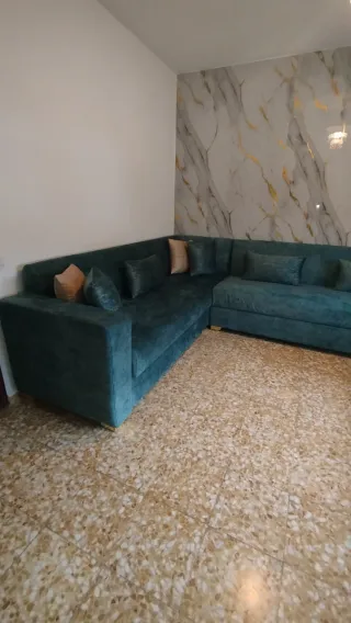 Sofá modular antimanchas de terciopelo,  tela anti