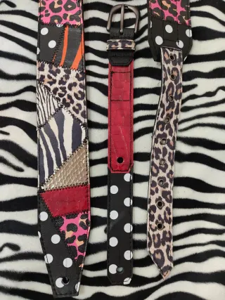 Correa XL patchwork 100% cuero, guitarra o bajo