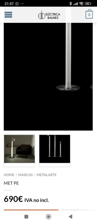 Lámpara de pie moderna cristal y metal