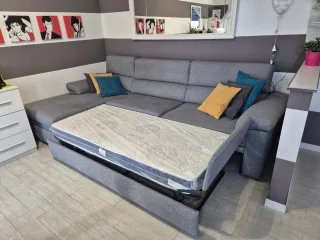 Divano 3 posti con chaise longue grigio