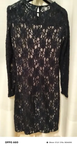 Abito donna elegante pizzo nero Zara Basic
