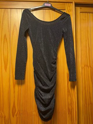 Vestido fiesta plateado talla M