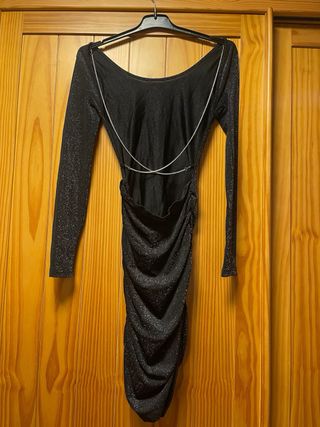 Vestido fiesta plateado talla M