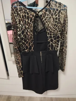 Vestido fiesta negro y dorado