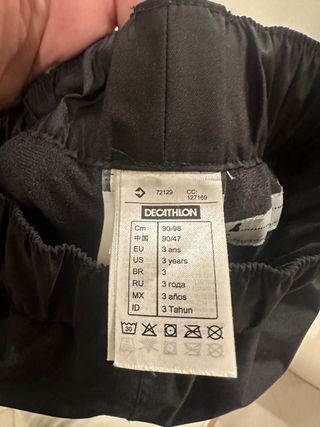 Pantalón de esquí niño 3 años negro