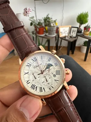 Reloj Cronógrafo Hombre Marrón/Dorado