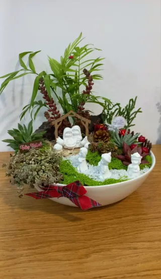 Presépio de Natal com Plantas