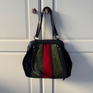 Borsa Mazzini vintage velluto verde e rosso