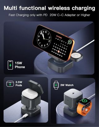 Estación de carga inductiva con MagSafe 3 en 1