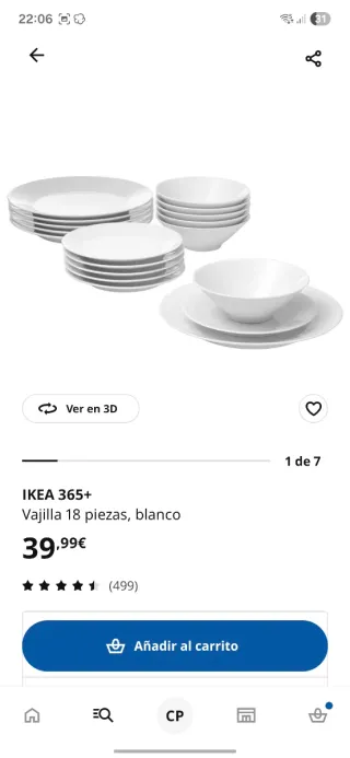 Vajilla Ikea 365 Porcelana Blanca