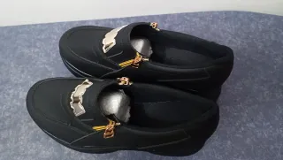 Zapatos de cuña negros con cremallera,nuevos