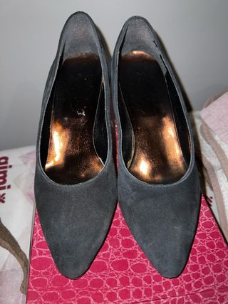 Scarpe con tacco grigie scamosciate