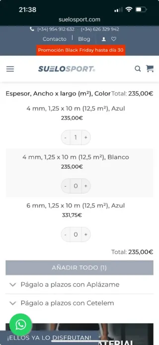 Rollo suelo caucho antivibración negro