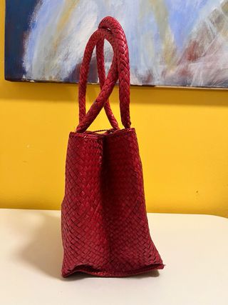 Borsa paglia intrecciata rossa