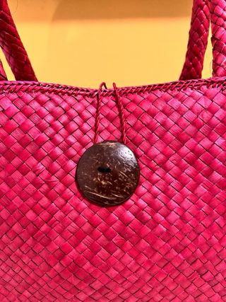 Borsa paglia intrecciata rossa