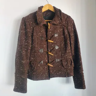 Chaqueta Zara Tweed Marrón Cierre Trenca