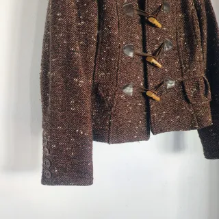 Chaqueta Zara Tweed Marrón Cierre Trenca