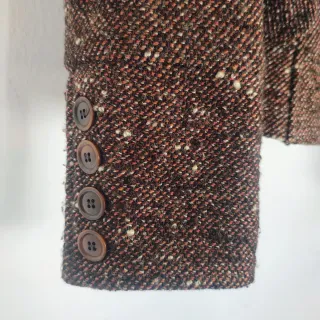 Chaqueta Zara Tweed Marrón Cierre Trenca