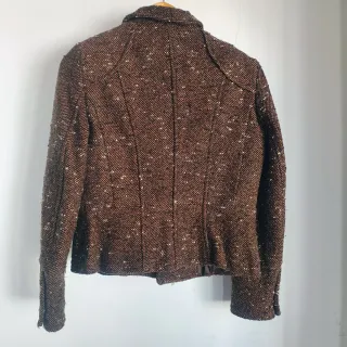Chaqueta Zara Tweed Marrón Cierre Trenca