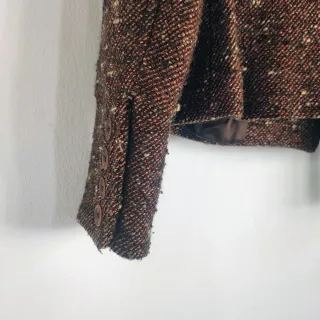 Chaqueta Zara Tweed Marrón Cierre Trenca