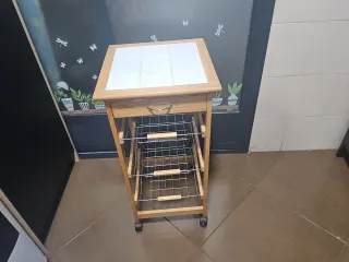 Carrito Auxiliar Cocina Madera y Metal