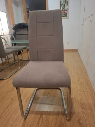 4 Sillas Comedor Cocina Modernas Tela Metal