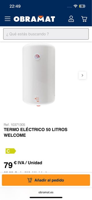 Termo Eléctrico 50 Litros WELCOME