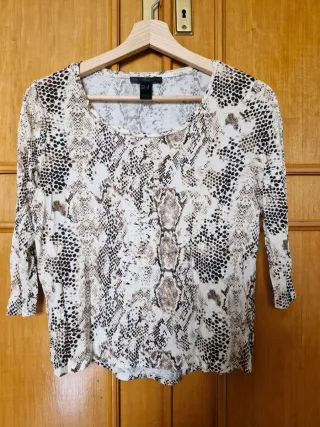 Camiseta Mango Estampado Serpiente Manga 3/4 Talla