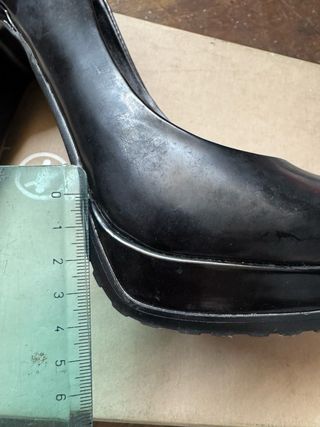 Platform black vintage heels real leather