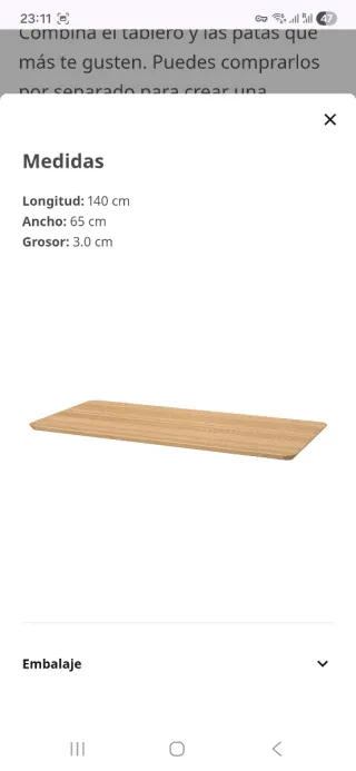 Tablero de bambú Ikea