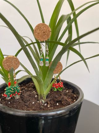 Pendientes hechos a mano plata y cuentas