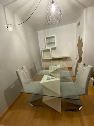 Mesa Comedor Cristal + 4 Sillas Diseño