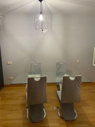Mesa Comedor Cristal + 4 Sillas Diseño