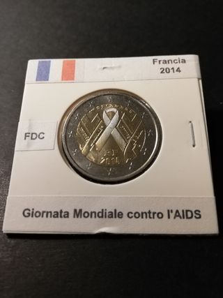🇫🇷 2 Euro Commemorativi Francia 2014 AIDS