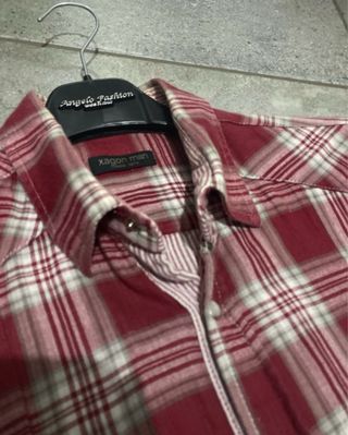 Camicia uomo quadri rossa e bianca