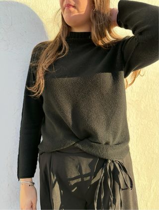 Jersey punto cuello alto negro talla única