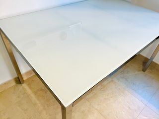 Tavolo da Pranzo Ikea Cristallo Bianco e Acciaio