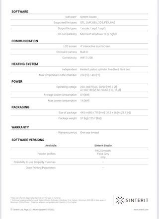 Impresora 3D Sinterit Lisa SLS