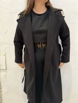 Abrigo paño negro talla única