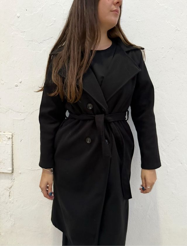Abrigo paño negro talla única