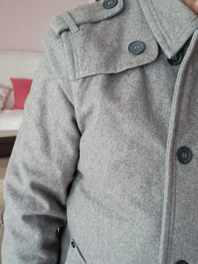 Abrigo paño gris Springfield tres cuartos