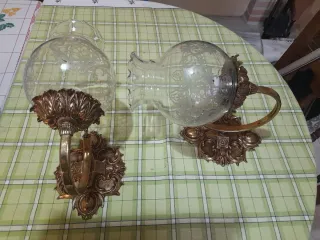 Apliques de pared dorados con cristal