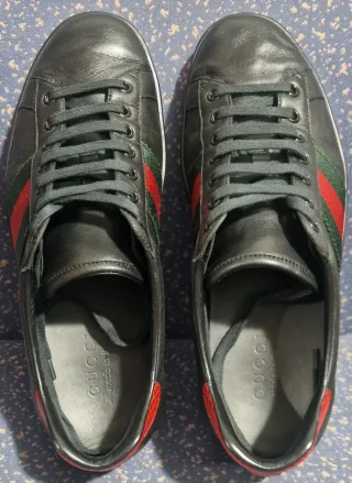 Zapatilla Alta Gama Gucci Ace Piel Tribanda Web.