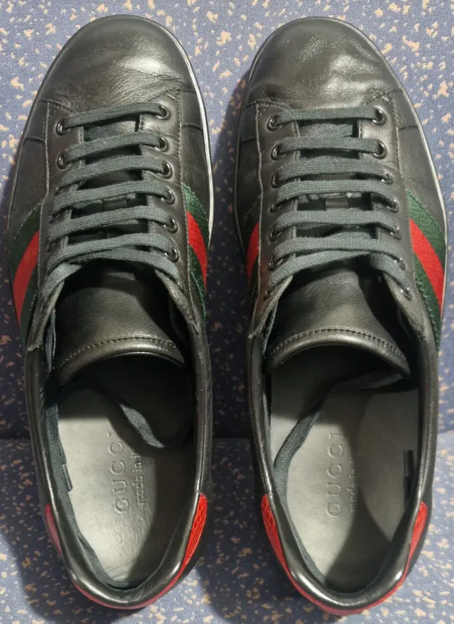 Zapatilla Alta Gama Gucci Ace Piel Tribanda Web.